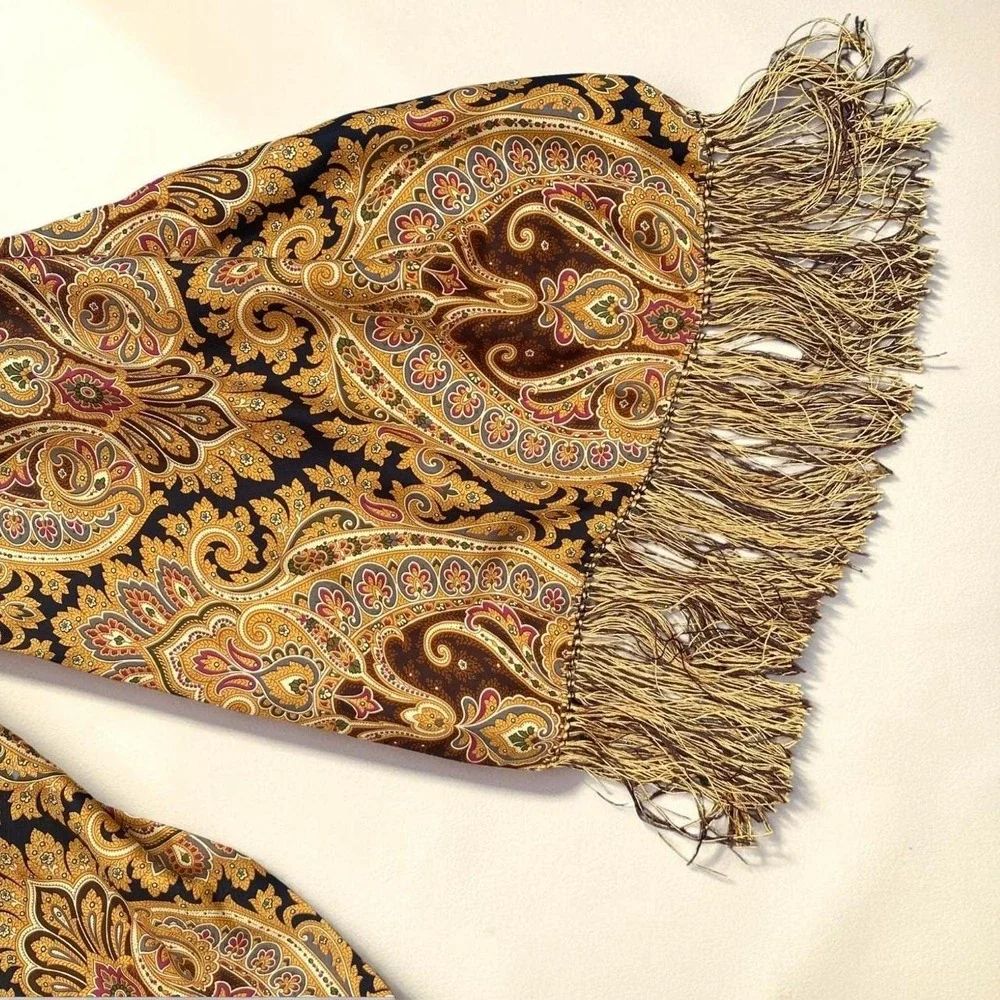100% Silk Paisley Fringe Scarf Chelsey by Joseph Autumn Scarf
